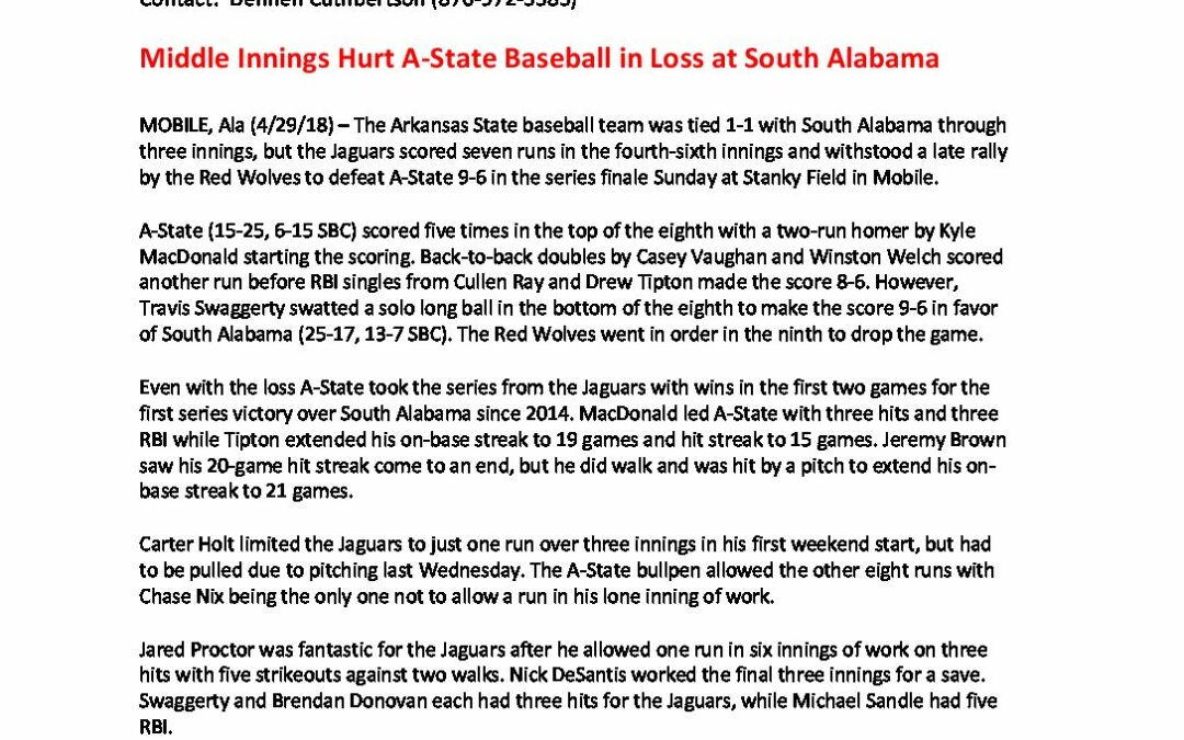 Middle-Innings-Hurt-A-State-Baseball-in-Loss-at-South-Alabama