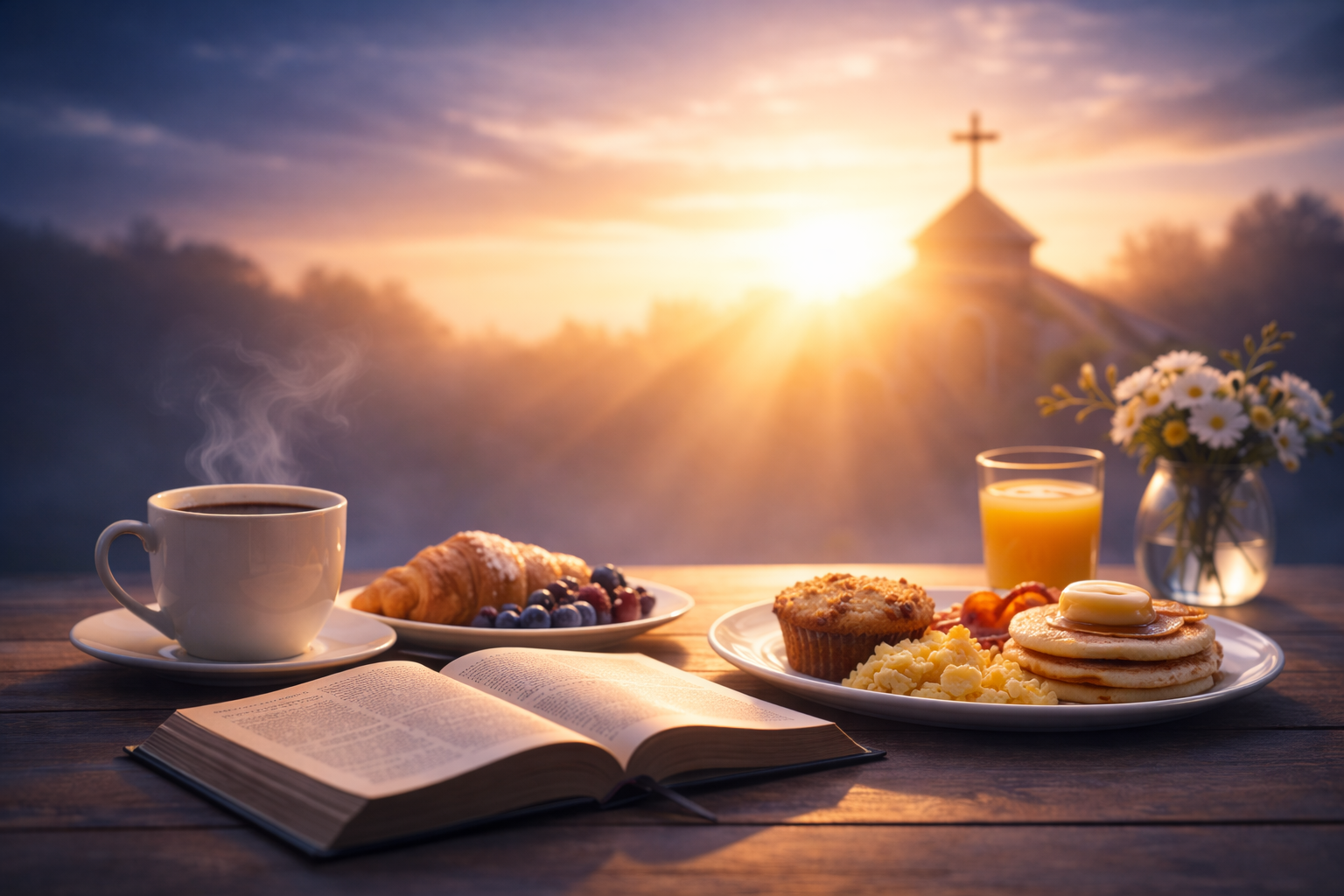 Sunrise breakfast with a view